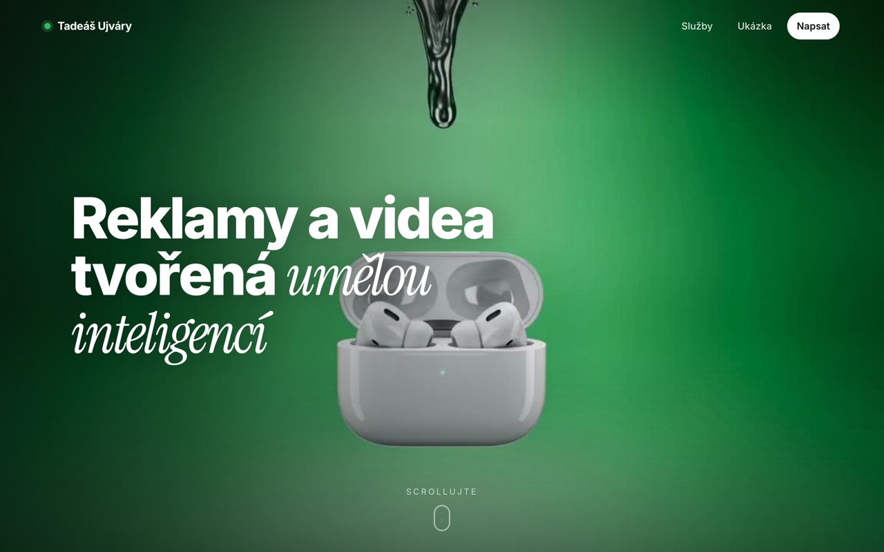 Náhled webu Ujváry Studio — reklamy a videa tvořená AI