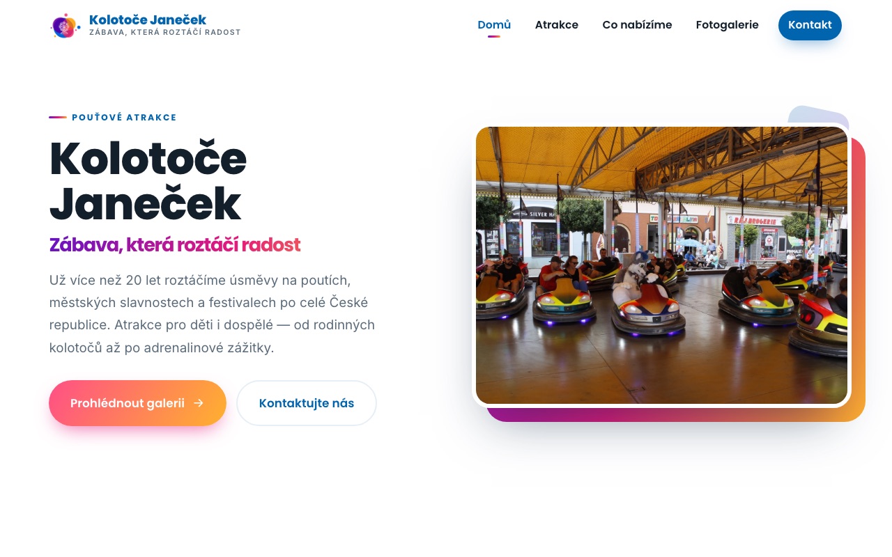 Náhled webu Kolotoče Janeček — pouťové atrakce